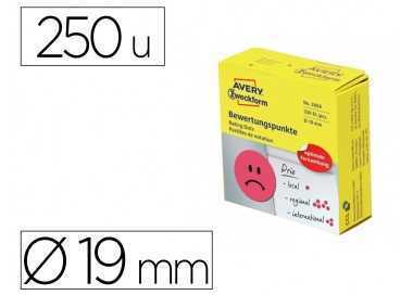 Etiqueta adhesiva avery smile rojo triste 19 mm rollo de 250 unidades