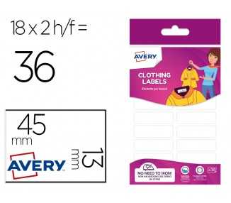 Etiqueta avery para textil sin planche 45x13 mm blister de 36 unidades