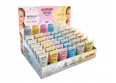 Expositor alpino gel maquillaje 24 glittter gel metalico + 12 glitter gel