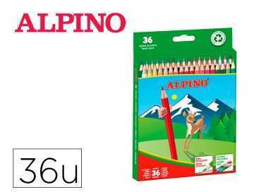 Lapices de colores alpino caja 36 unidades colores surtidos largos