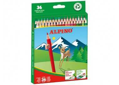 Lapices de colores alpino caja 36 unidades colores surtidos largos