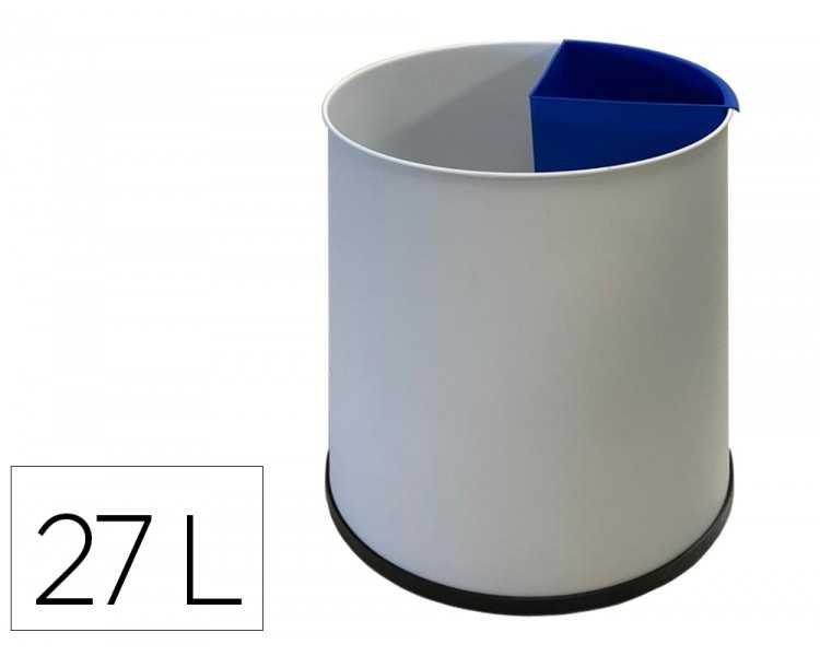 Papelera metalica sie para reciclaje con 1 departamento extraible 27 litros 300x295 mm
