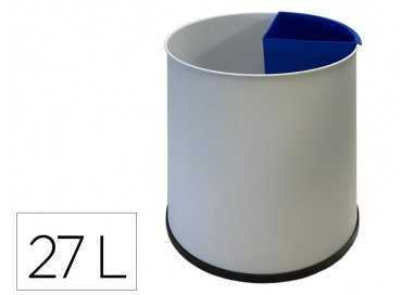 Papelera metalica sie para reciclaje con 1 departamento extraible 27 litros 300x295 mm