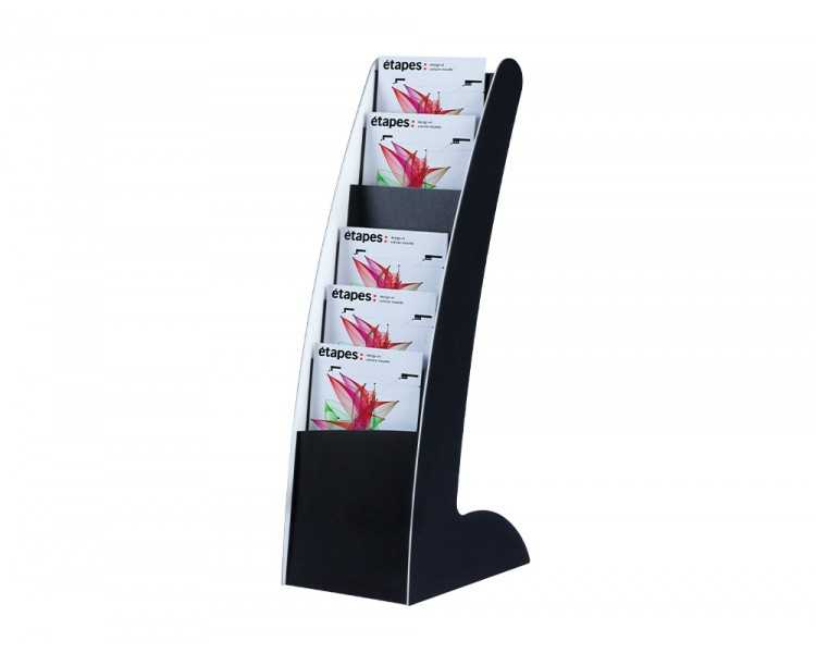 Expositor paperflow courbo slim de suelo movil doble cara 6 casillas color negro