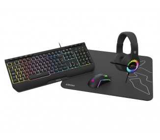 Kit gaming krom kenya 4 in 1 rgb auriculares / teclado / raton / alfombrilla