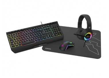 Kit gaming krom kenya 4 in 1 rgb auriculares / teclado / raton / alfombrilla