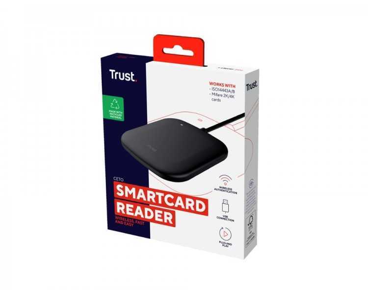 Lector de tarjetas inteligentes trust ceto sin contacto usb-a color negro