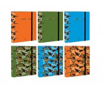 Carpeta de 4 anillas de 40 mm mixtas carton forrado folio colores surtidos camuflaje 6 diseños