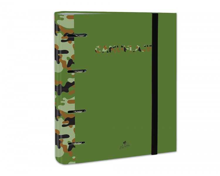 Carpeta de 4 anillas de 40 mm mixtas carton forrado folio colores surtidos camuflaje 6 diseños