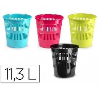 Papelera plastico plastiforte colores surtidos 11,3 litros 275x275x280 mm