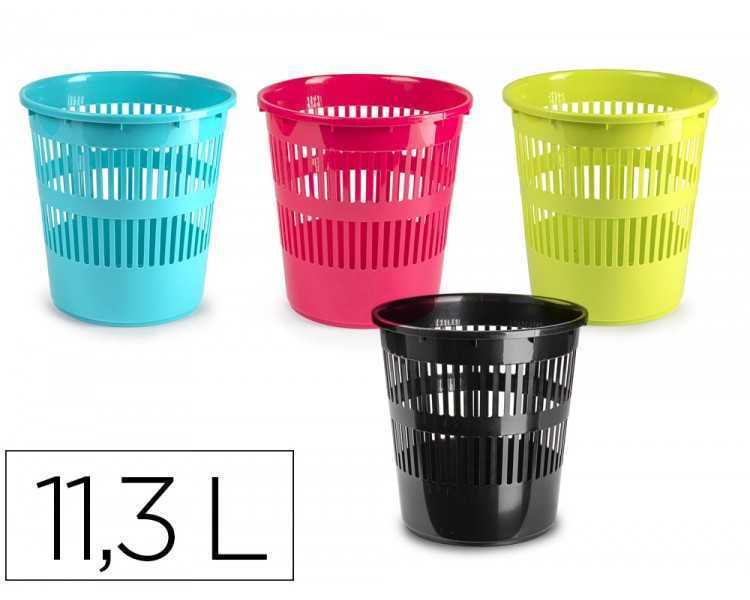 Papelera plastico plastiforte colores surtidos 11,3 litros 275x275x280 mm