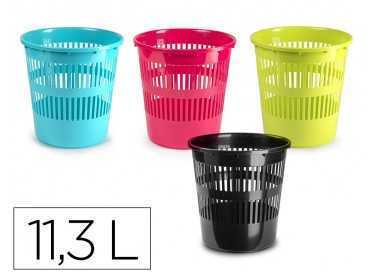 Papelera plastico plastiforte colores surtidos 11,3 litros 275x275x280 mm