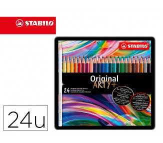 Lapices de colores stabilo acuarelables original arty estuche metalico de 24 colores surtidos