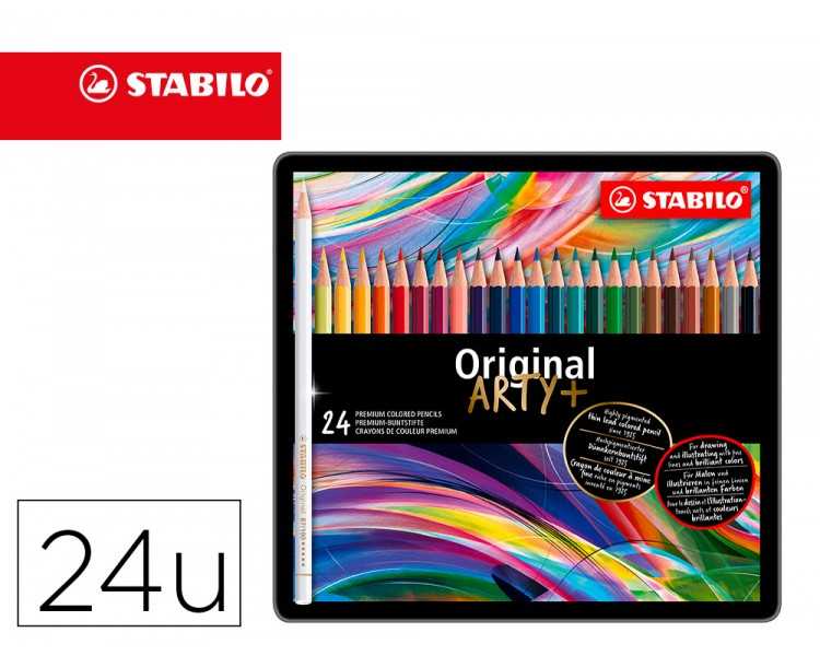 Lapices de colores stabilo acuarelables original arty estuche metalico de 24 colores surtidos