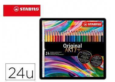 Lapices de colores stabilo acuarelables original arty estuche metalico de 24 colores surtidos