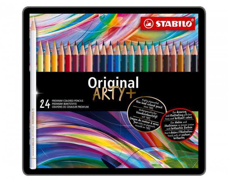 Lapices de colores stabilo acuarelables original arty estuche metalico de 24 colores surtidos