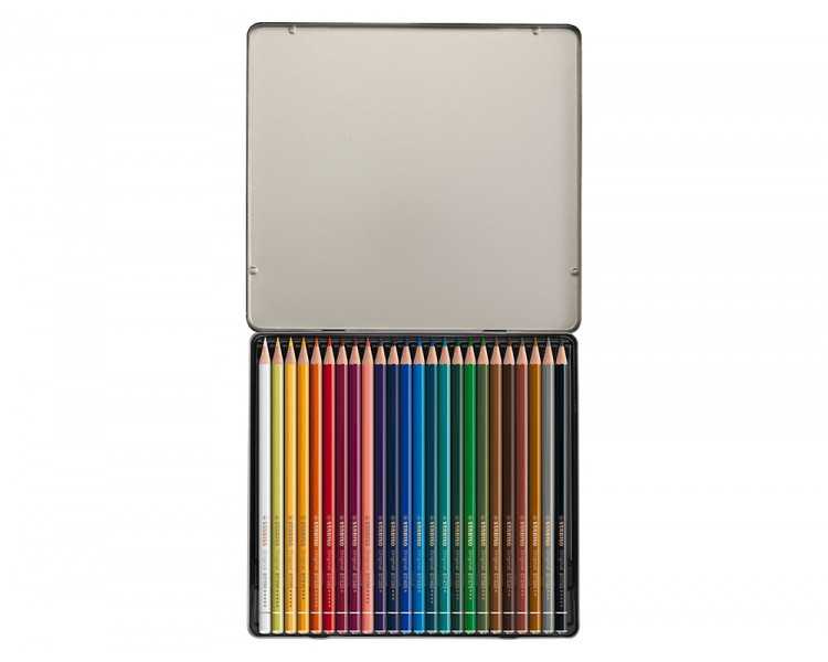 Lapices de colores stabilo acuarelables original arty estuche metalico de 24 colores surtidos