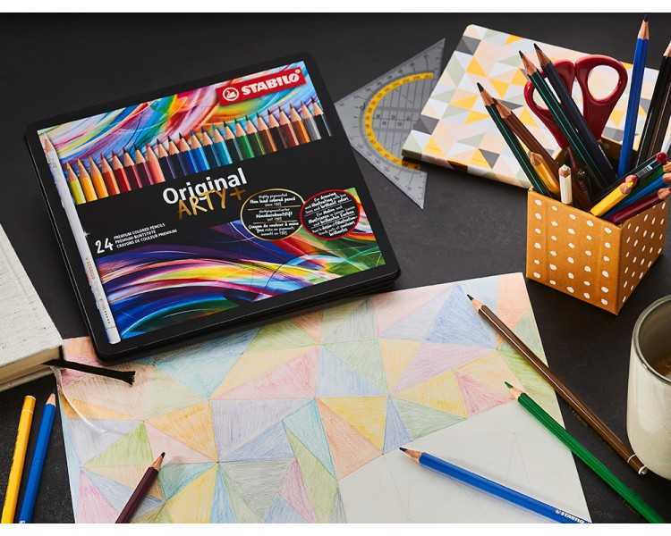 Lapices de colores stabilo acuarelables original arty estuche metalico de 24 colores surtidos