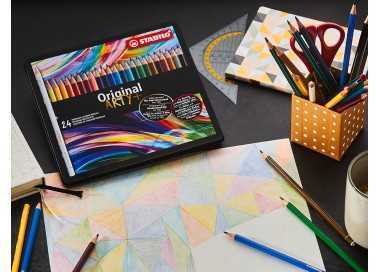 Lapices de colores stabilo acuarelables original arty estuche metalico de 24 colores surtidos