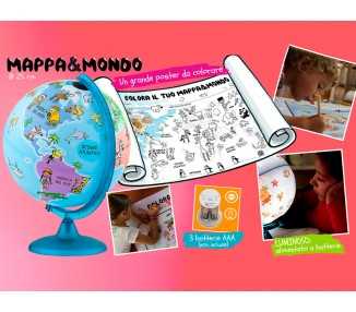 Globo terraqueo nova rico con luz infantil mappa&mondo base y meridiano color azul diametro 25 cm