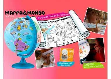Globo terraqueo nova rico con luz infantil mappa&mondo base y meridiano color azul diametro 25 cm