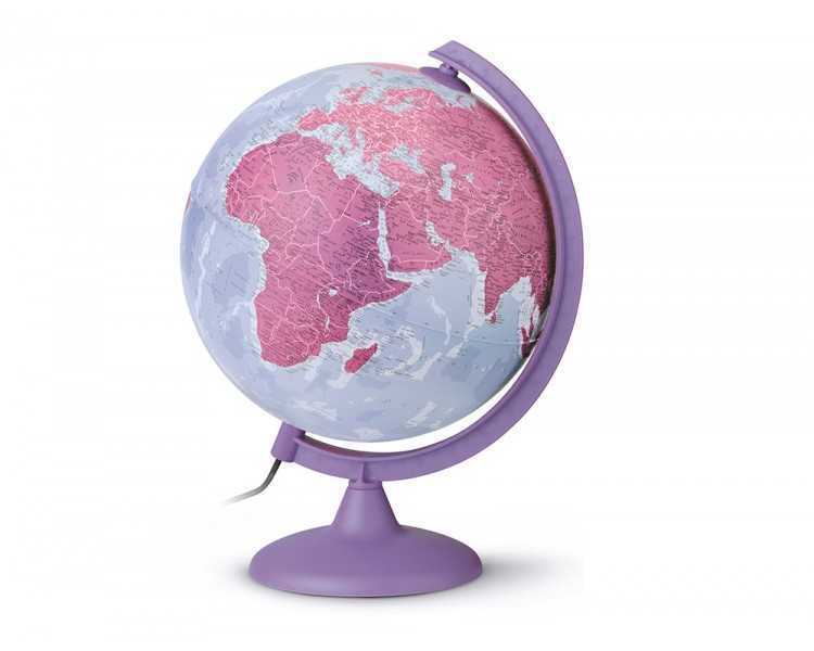 Globo terraqueo nova rico con luz base y meridiano color morado diametro 25 cm