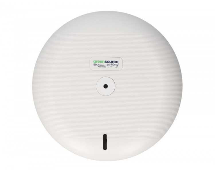Dispensador papel higienico industrial greensource extraccion central compacto fabricado en abs blanco