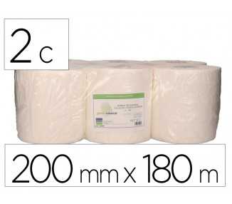 Papel secamanos bunzl greensource 2 capas celulosa blanca 200 mm x 180 mt paquete de 6 rollos