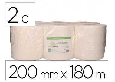 Papel secamanos bunzl greensource 2 capas celulosa blanca 200 mm x 180 mt paquete de 6 rollos