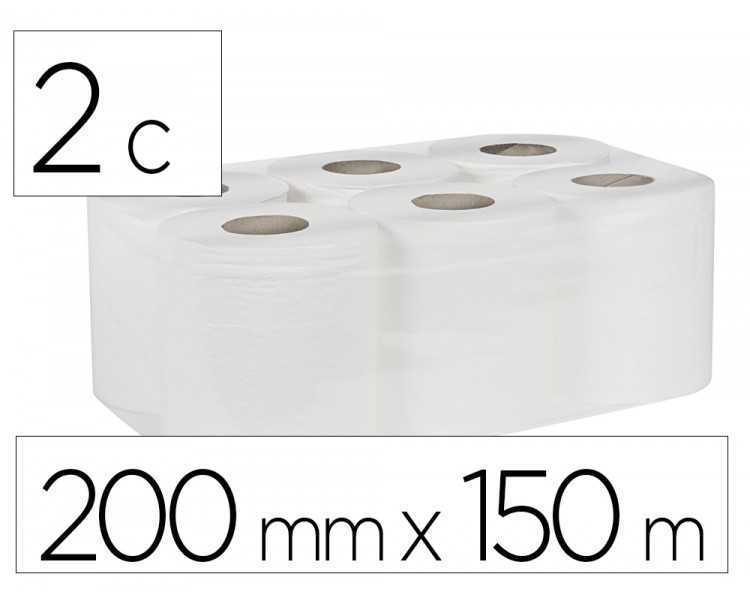 Papel secamanos bunzl greensource 2 capas celulosa blanca 200 mm x 150 mt paquete de 6 rollos