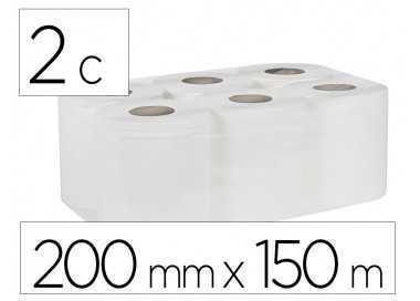 Papel secamanos bunzl greensource 2 capas celulosa blanca 200 mm x 150 mt paquete de 6 rollos