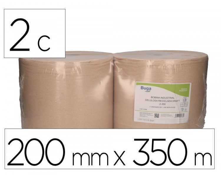 Papel secamanos bunzl greensource nature 2 capas celulosa reciclada kraft 200 mm x 350 mt paquete de 2