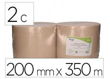Papel secamanos bunzl greensource nature 2 capas celulosa reciclada kraft 200 mm x 350 mt paquete de 2