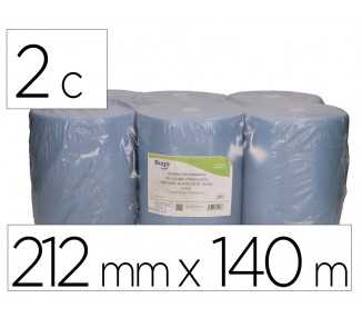 Papel secamanos bunzl greensource 2 capas celulosa reciclada azul 212 mm x 140 mt con sistema autocorte