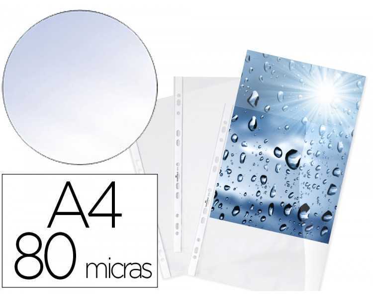 Funda multitaladro durable premium din a4 polipropileno 80 mc cristal bolsa de 100 unidades