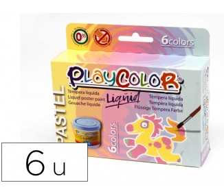 Tempera liquida playcolor liquid pastel 40 ml caja de 6 unidades colores surtidos