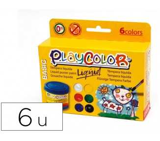 Tempera liquida playcolor liquid basic 40 ml caja de 6 unidades colores surtidos