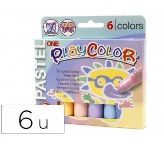 Tempera solida en barra playcolor pastel one caja de 6 unidades colores surtidos