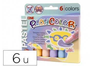 Tempera solida en barra playcolor pastel one caja de 6 unidades colores surtidos