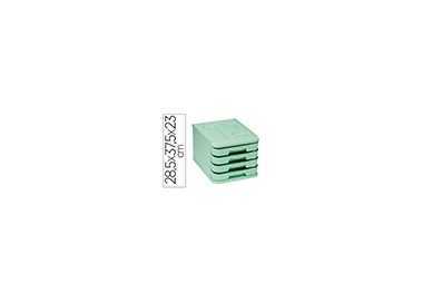 Fichero cajones de sobremesa faibo plastico 100% reciclable 4 cajones verde pastel 28,5x37,5x23 cm Fichero cajones de sobremesa faibo plastico 100% reciclable 4 cajones verde pastel 28,5x37,5x23 cm