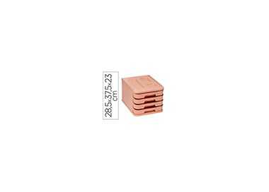 Fichero cajones de sobremesa faibo plastico 100% reciclable 4 cajones naranja pastel 28,5x37,5x23 cm