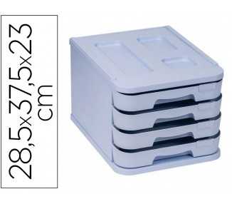 Fichero cajones de sobremesa faibo plastico 100% reciclable 4 cajones azul pastel 28,5x37,5x23 cm