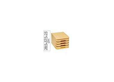 Fichero cajones de sobremesa faibo plastico 100% reciclable 4 cajones amarillo pastel 28,5x37,5x23 cm
