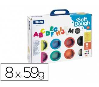 Pasta milan para modelar soft dough muchas letras con herramientas maletin con 8 botes colores surtidos 59 g
