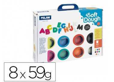 Pasta milan para modelar soft dough muchas letras con herramientas maletin con 8 botes colores surtidos 59 g