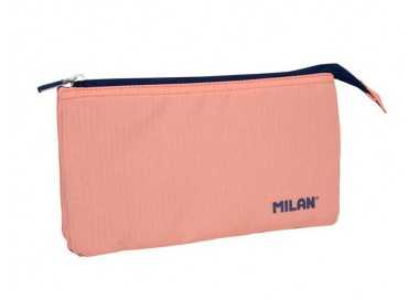 Bolso escolar portatodo milan 1918 collection 3 cremalleras y 5 compartimentos rosa 215x35x125 mm