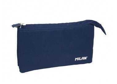 Bolso escolar portatodo milan 1918 collection 3 cremalleras y 5 compartimentos azul marino 215x35x125 mm