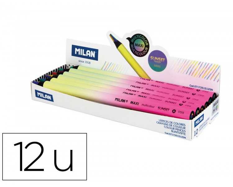 Lapices de colores milan serie sunset redondo multicolor caja de 12 unidades