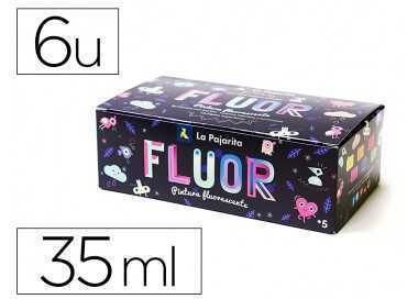 Pintura acrilica la pajarita fluorescente 35 ml caja de 6 unidades colores surtidos