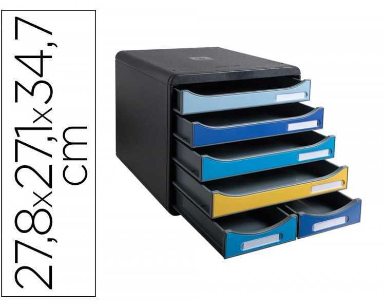Fichero cajones sobremesa exacompta big box maxi bee blue 6 cajones colores surtidos